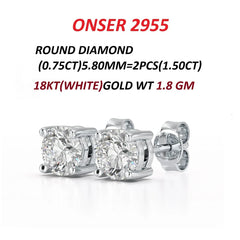 1.50 CT Round Diamond Four Prong Stud Earrings