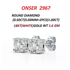 1.00 CT Round Diamond Four Prong Stud Earrings