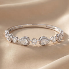 Pear Diamond Halo & Cluster Station Bangle