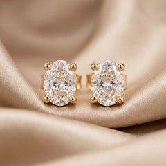 1.00 CT Oval Diamond Four Prong Stud Earrings