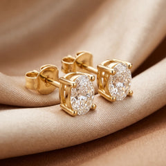 1.00 CT Oval Diamond Four Prong Stud Earrings