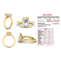 3.29 CT Emerald-cut Diamond Bezel Hidden Halo Ring