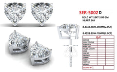 4.00 CT Heart Diamond Solitaire Stud Earrings
