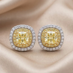 3.77 CT Cushion-Cut Two-Tone Earrings