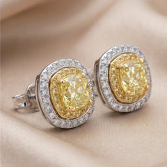 3.77 CT Cushion-Cut Two-Tone Earrings