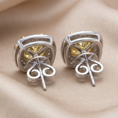 3.77 CT Cushion-Cut Two-Tone Earrings