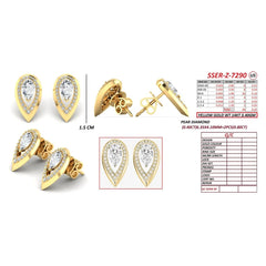 1.05 CT Pear Diamond Teardrop Halo Stud Earrings