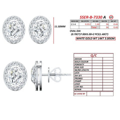 1.83 CT Oval Diamond Halo Stud Earrings