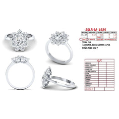 2.13 CT Oval Diamond Floral Halo Ring