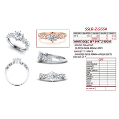 1.41 CT Round & Baguette Diamond Ring