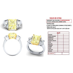 7.09 CT Radiant Yellow & Trapezoid Diamond Three Stone Ring