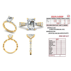 3.69 CT Emerald-cut Diamond Side Stone Ring