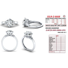 3.18 CT Round Diamond Accent Ring