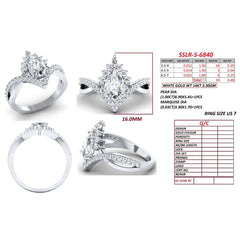 1.51 CT Pear Diamond Halo Chevron Ring