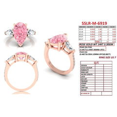 4.01 CT Pear Pink Diamond Three Stone Ring
