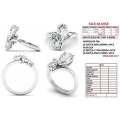 2.61 CT Marquise & Pear Cluster Diamond Ring