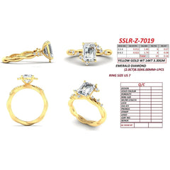 2.16 CT Emerald-cut Diamond Accent Ring
