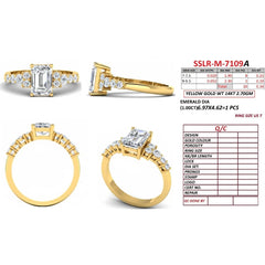 1.34 CT Emerald-cut Diamond Solitaire Side Stone Ring