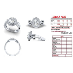 1.65 CT Oval Diamond Double Halo Multi Row Ring