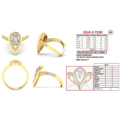 0.86 CT Pear Diamond Halo Chevron Ring