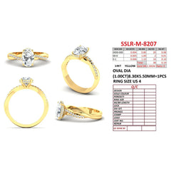 1.19 CT Oval Solitaire Diamond Accent Ring