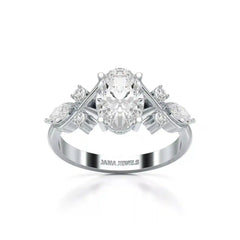 1.80 CT Oval Cut Sideways Ring with Marquise & Round Side Diamonds