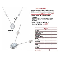 2.73 CT Oval Diamond Double Halo Station Pendant