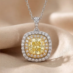 2.47 CT Cushion & Round-Cut Halo Pendant