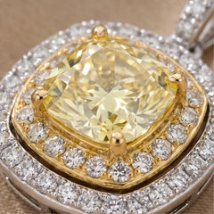 2.47 CT Cushion & Round-Cut Halo Pendant
