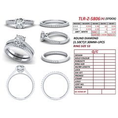 2.04 CT Round Solitaire Pavé Bridal Set Ring