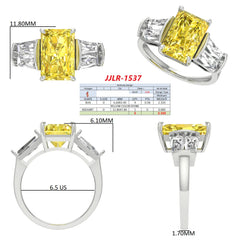 6.75 CT Radiant Cut Three Stone Ring
