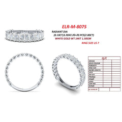 2 CT Radiant Diamond Half Eternity Ring