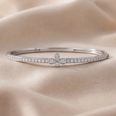 1.39 CT Diamond Floral Motif Half-Eternity Bangle
