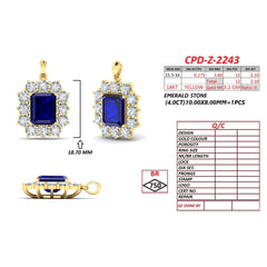 7 CT Sapphire & Diamond Emerald-Cut Halo Pendant