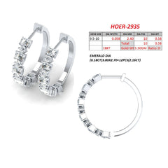 2.81 CT Emerald and Round Hoop Earrings