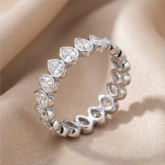 2.16 CT Pear Bezel Diamond Full Eternity Ring