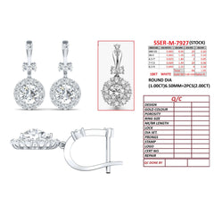 3.14 CT Round Halo Drop Earrings