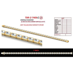 12.00 CT Emerald Cut Diamond Bezel Tennis Bracelet
