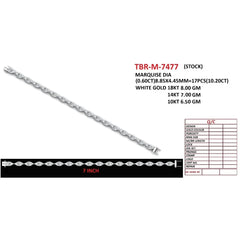 10.20 CT Marquise Cut Diamond Tennis Bracelet