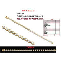 7.50 CT Pear Diamond Bezel Tennis Bracelet