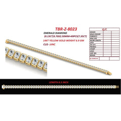 7.35 CT Emerald Cut Diamond Bezel Tennis Bracelet