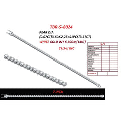 3.57 CT Pear Diamond Bezel Tennis Bracelet