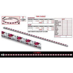 6.76 CT Round Diamond & Ruby Tennis Bracelet