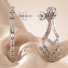 2.19 CT Diamond Floral Top Chandelier Drop Earrings