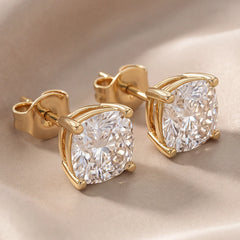 3 CT Cushion Square Diamond Stud Earrings