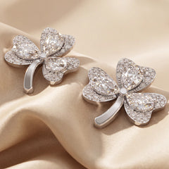 1.30 CT Pear Diamond Pavé Shamrock Studs