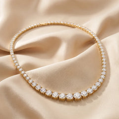 24.85 CT Round Diamond Graduated Tennis Necklace