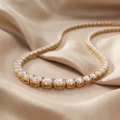 24.85 CT Round Diamond Graduated Tennis Necklace