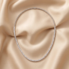 12.60 CT Round Diamond Half Tennis Necklace with Gold Bead Back