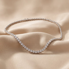 12.60 CT Round Diamond Half Tennis Necklace with Gold Bead Back
